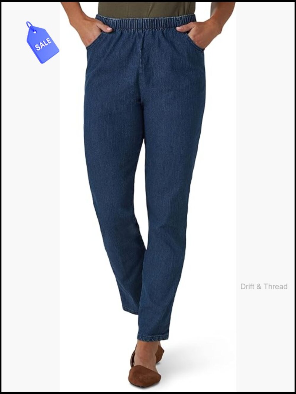 Stretch Elastic Waist Pull-On Legging Pant Pleated Front Straight Leg